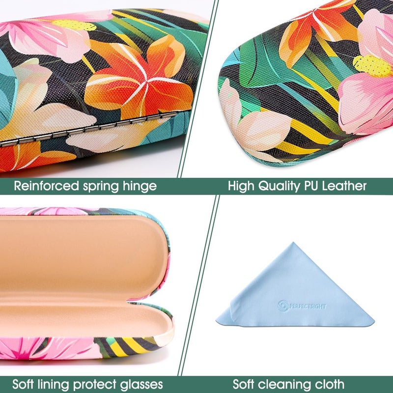 PERFECTSIGHT Store Hard Shell Eyeglasses Case, PU Leather Protective Glasses Case, Cute Eyeglass Case for Women Men Girls - Image 2